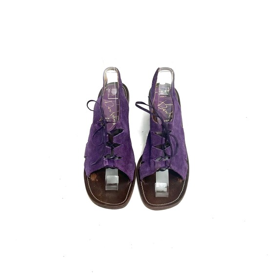 Vintage 1970s Lace Up Heels // Groovy Purple Sued… - image 3