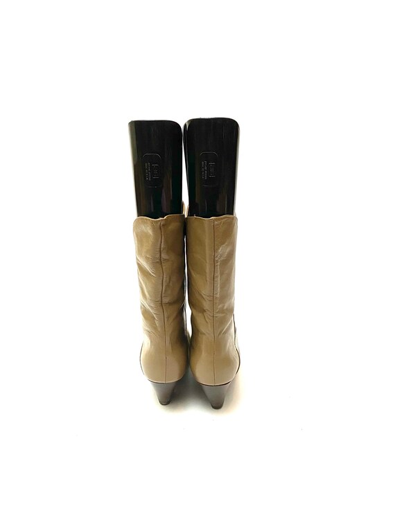 Vintage 1970s Khaki Booties // Leather Heeled Ank… - image 7