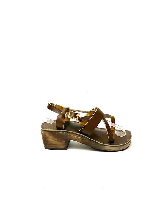 Vintage 1970s Deadstock Wooden Platform Sandals //