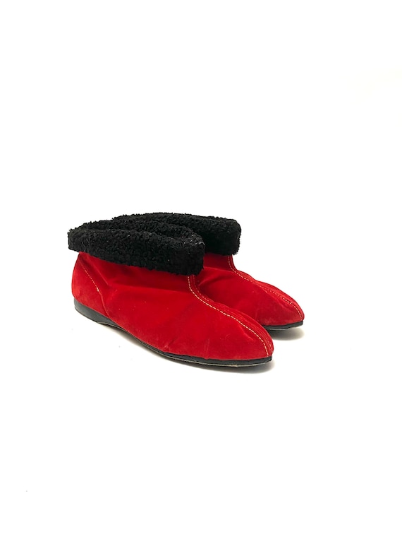 Vintage 1960s Deadstock Slippers // Red Corduroy … - image 1