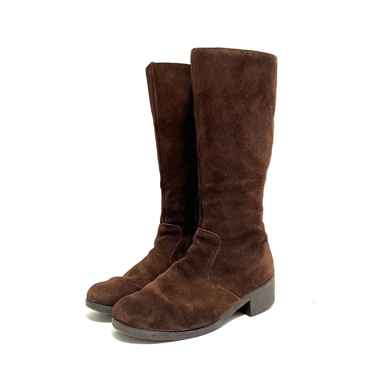 vintage années 1990 Shearling Lined Winter Boots // Brown Suede Knee High Zip Up Heeled Snow Boots par L.L. Bean Taille 9 // Fabriqué en Angleterre image 6