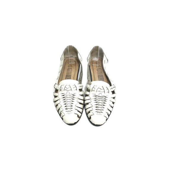 Vintage 1980s Slip on Huaraches // White Woven Leather Vintage 1980s Slip on Huaraches // White Woven Leather