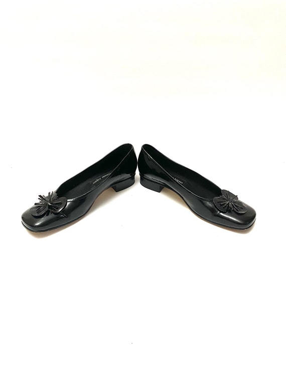 Vintage 1990s Patent Leather Slip Ons // Black Fl… - image 5