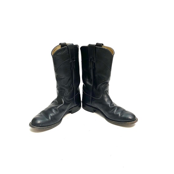 Vintage 1980s Black Leather Justin Boots // Mens … - image 5