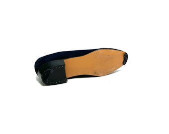 Vintage 1960s Mens Navy Blue Suede Shoes // Lace up Mod  display picture 3