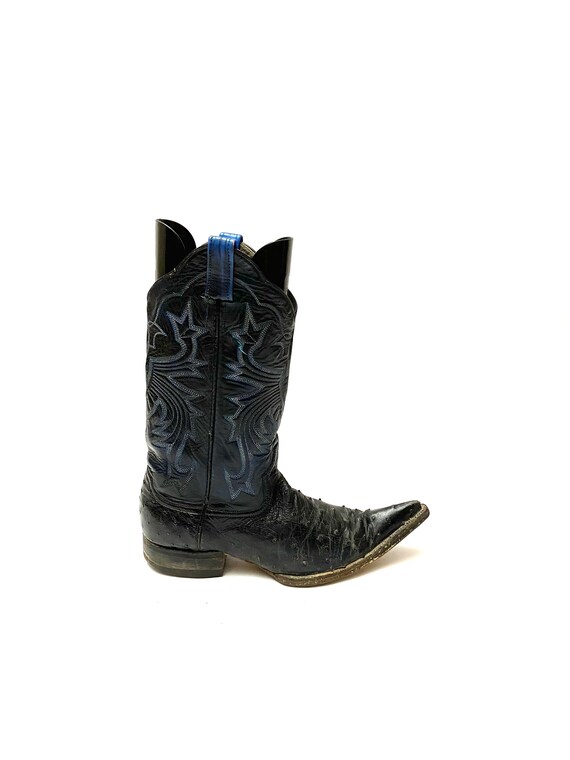 Vintage 1970s Womens Ostrich Leather Cowboy Boots