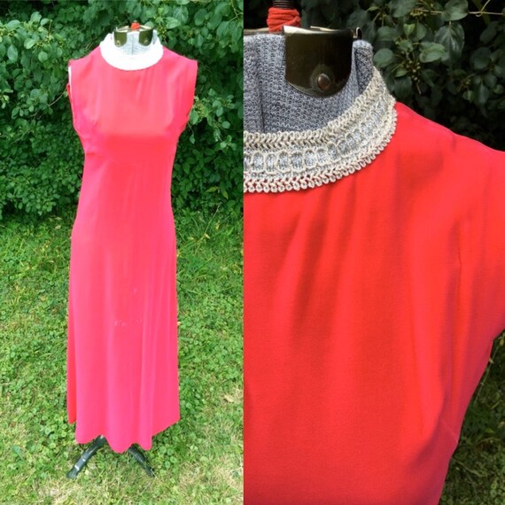 Hot Pink Vintage Maxi Dress // 1960s Velvet Brides