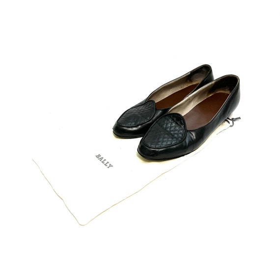 Vintage 1980s Quilted Loafers // Black Leather Sl… - image 2