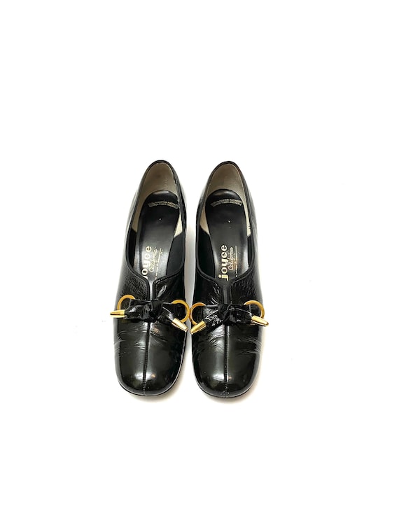 Vintage 1960s Pilgrim Shoes // Black Patent Leathe