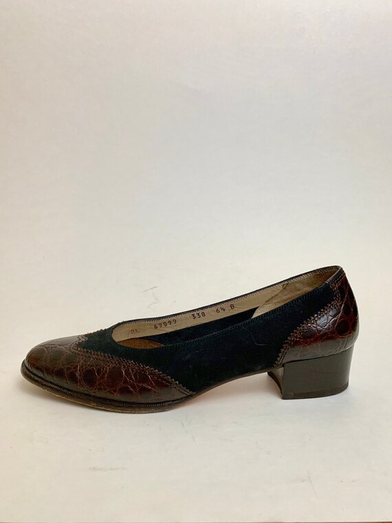Vintage Suede and Leather Ferragamo Heels // 1980s