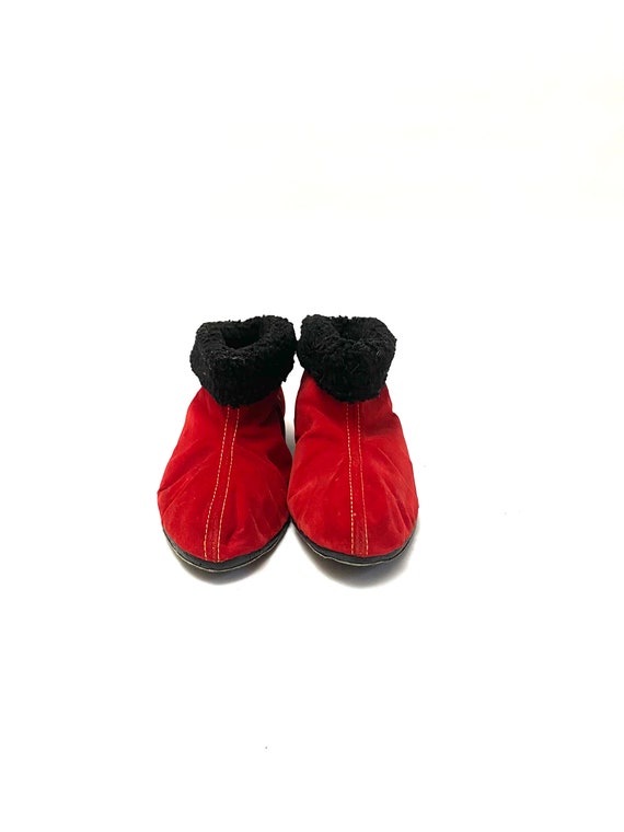 Vintage 1960s Deadstock Slippers // Red Corduroy … - image 3