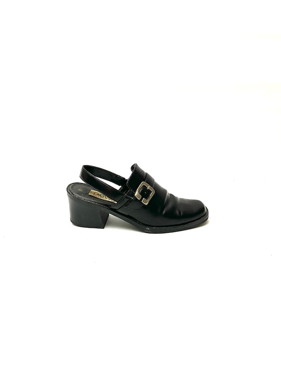 Vintage 1990s Vegan Pilgrim Buckle Shoes // Black