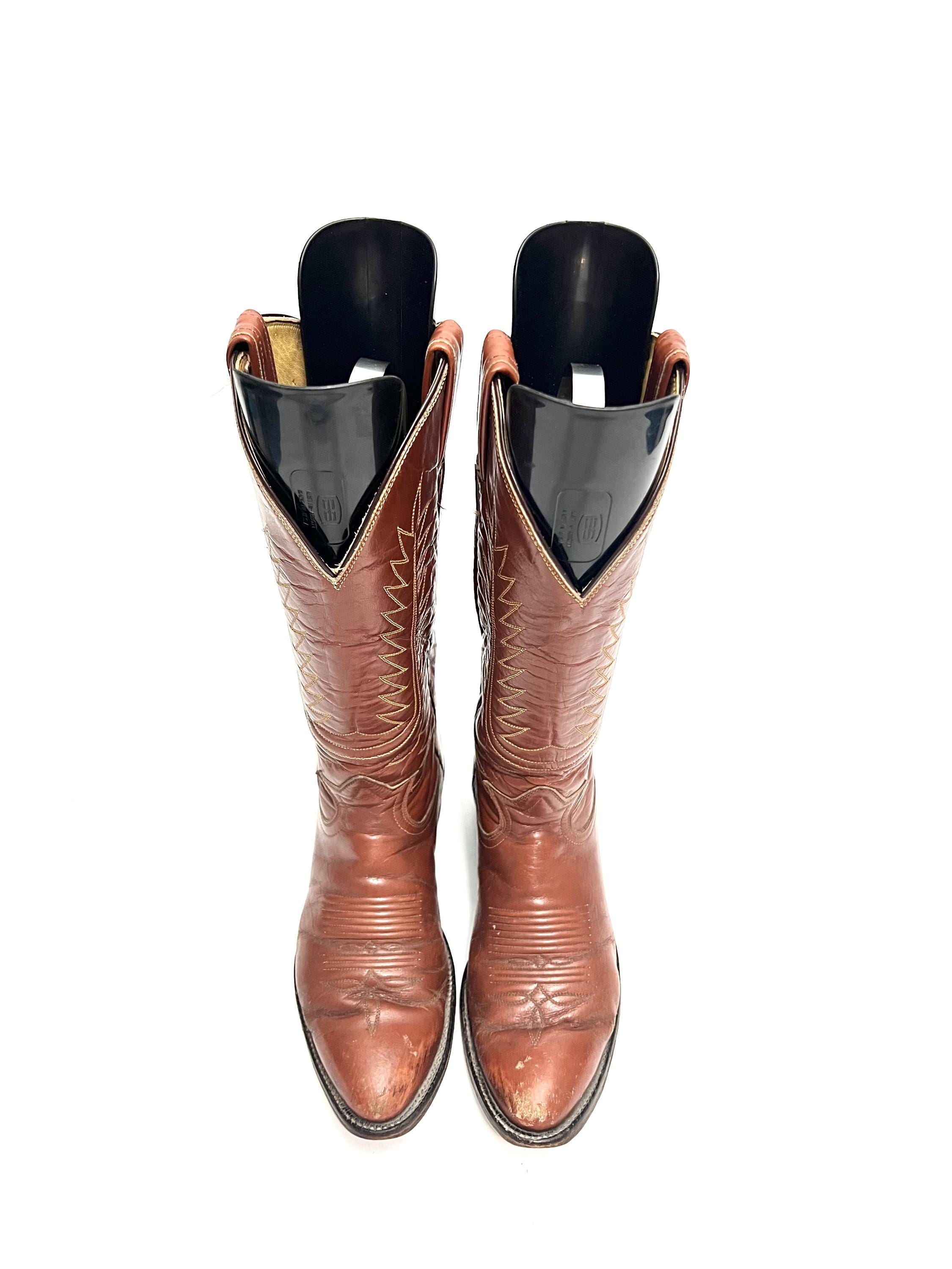 Vintage 1970s Mens Cowboy Boots // Cinnamon Brown Leather 