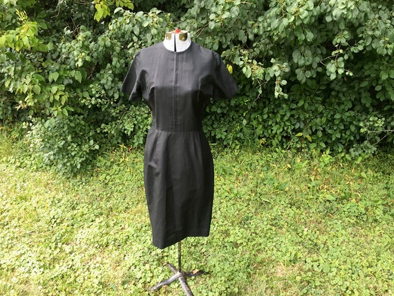 Little Black Sheath Dress // 1960s Secretary Dres… - image 6