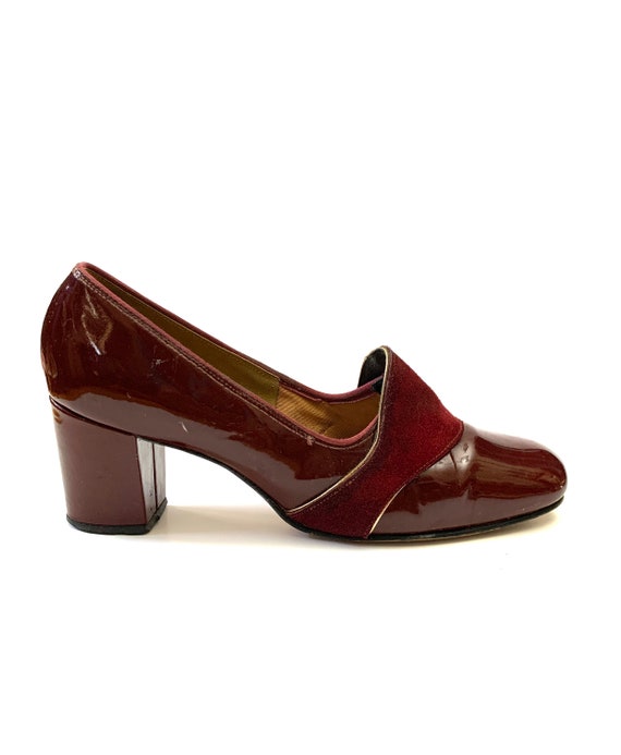 Vintage 1960s Mod Heels // Oxblood Patent Leather