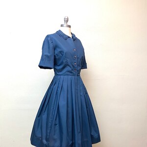 Vinage 1950s Cotton Fit and Flare Shirtdress // Navy Blue - Etsy