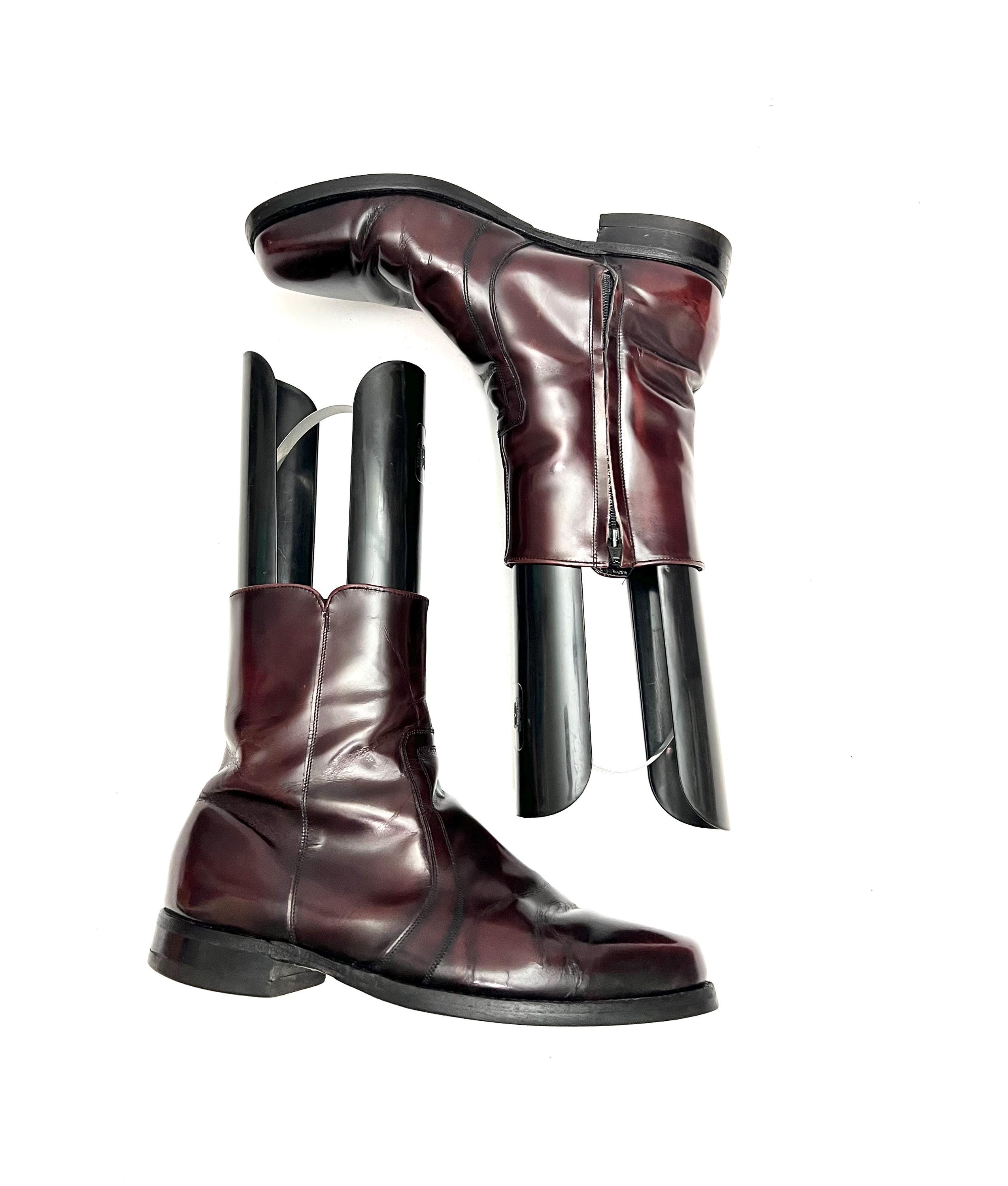 FLORSHEIM | Vintage 1970s men\'s dark oxblood leather shiny zip up ankle boots Vintage 1970 main image 3