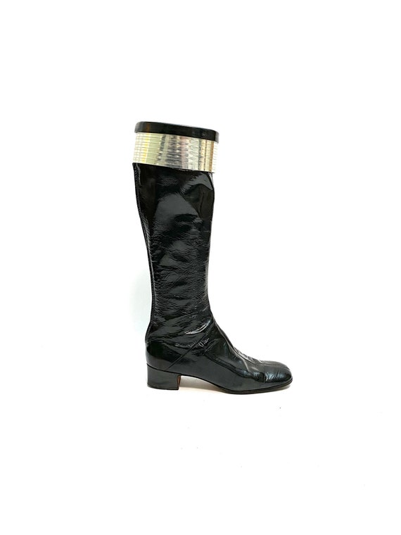 black patent gogo boots