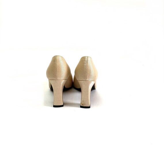 Vintage 1990s Rhinestone Heels // Ivory Silver Lu… - image 7