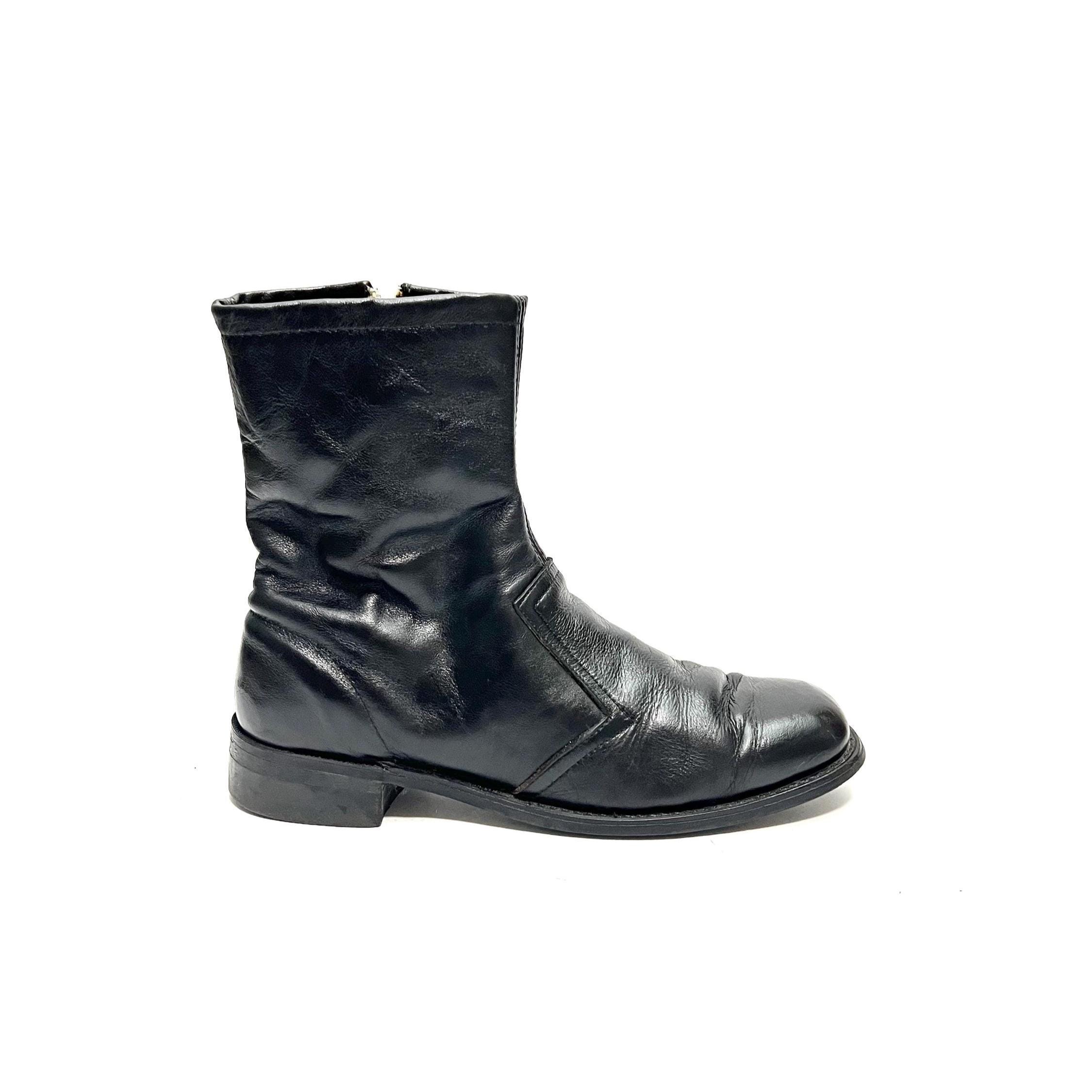 1970's Leather Boots Zip up Mens - Etsy UK