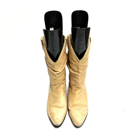 Vintage 1980s Womens Slouch Boots // Tan Leather … - image 4