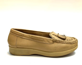 Vintage leren mocassin loafers uit de jaren 1970//casual wandelschoenen van Laverenz, maat 6