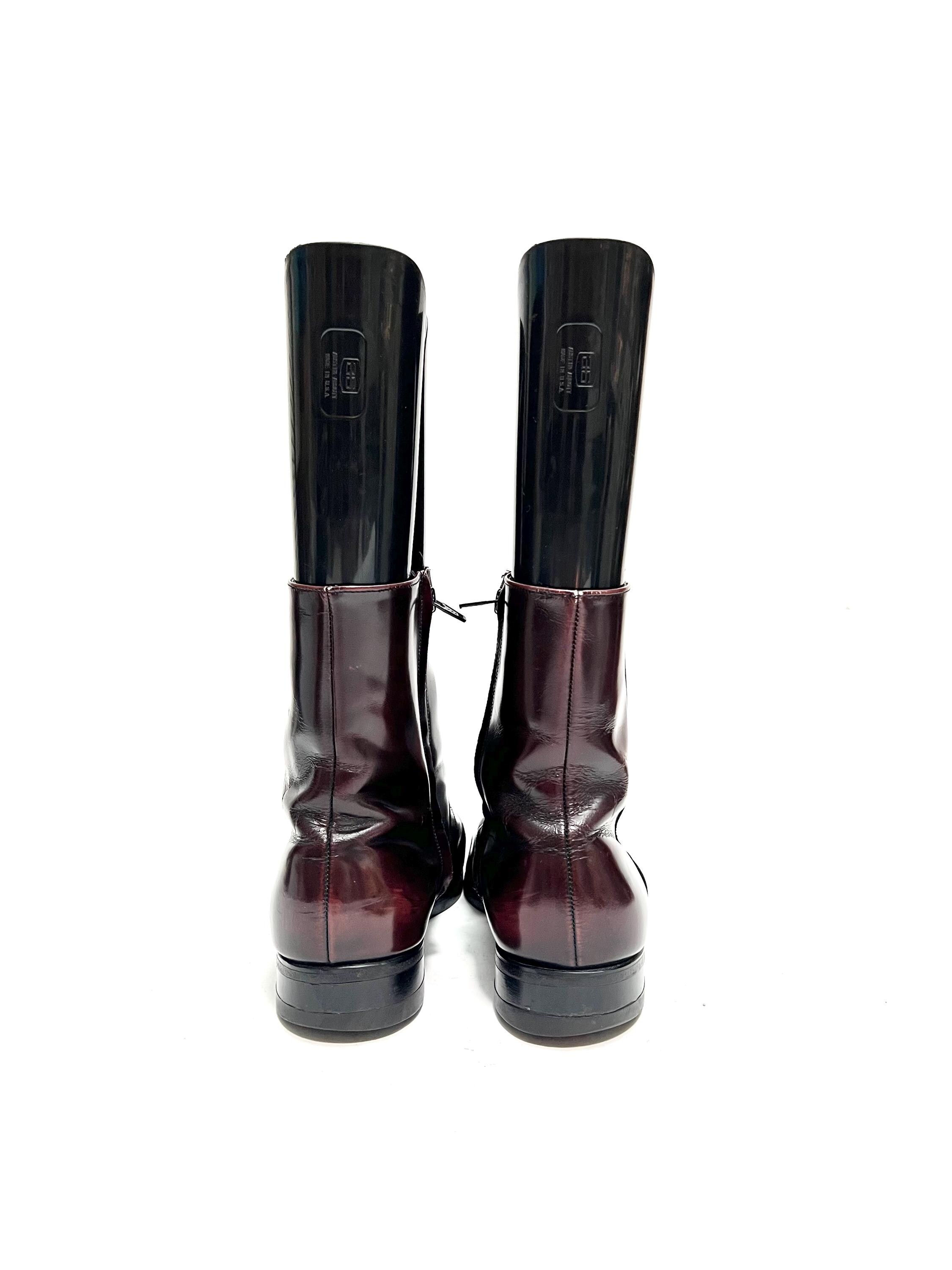 FLORSHEIM | Vintage 1970s men\'s dark oxblood leather shiny zip up ankle boots Vintage 1970 main image 2