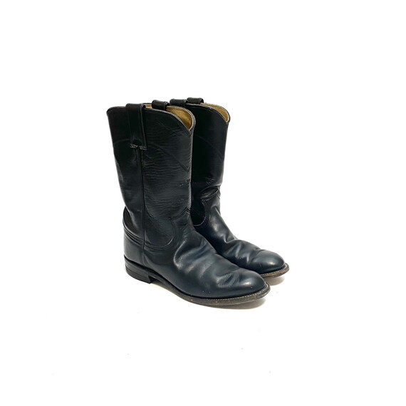 Vintage 1980s Black Leather Justin Boots // Mens … - image 6
