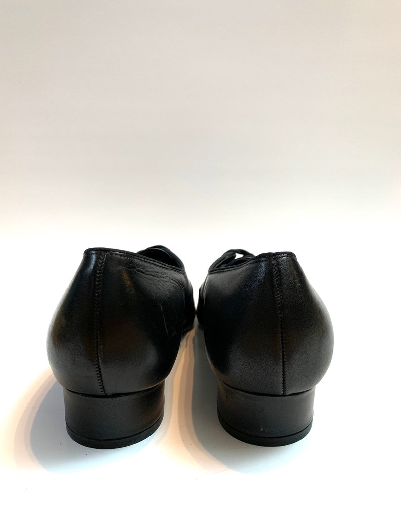 Vintage 1970s Deadstock Oxfords Black Leather Lace Up Shoes NWOT New Unworn Vintage
