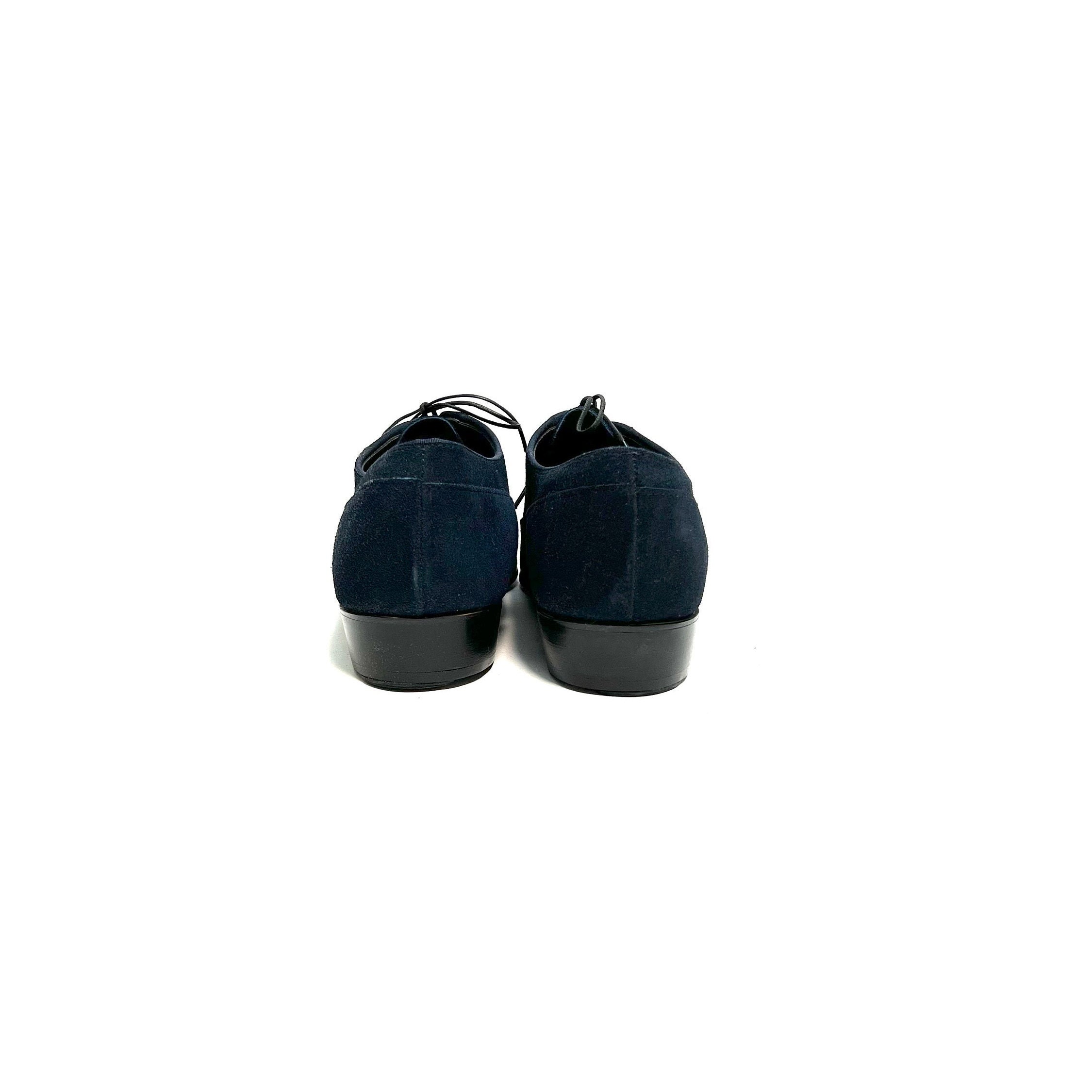 Vintage 1960s men’s navy blue suede lace up mod heeled oxfords Vintage 1960s men main image 2