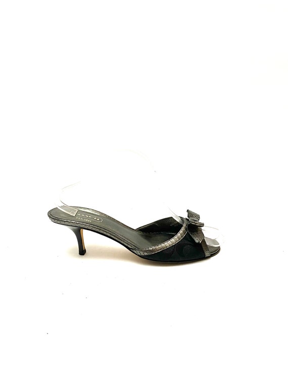 Vintage 1990s Polly Style Heels // Silver Embossed