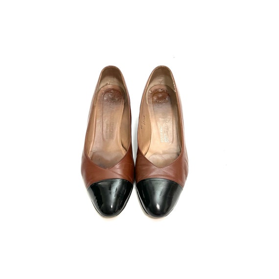 Vintage 1990s Kitten Heels // Brown Leather Slip … - image 3