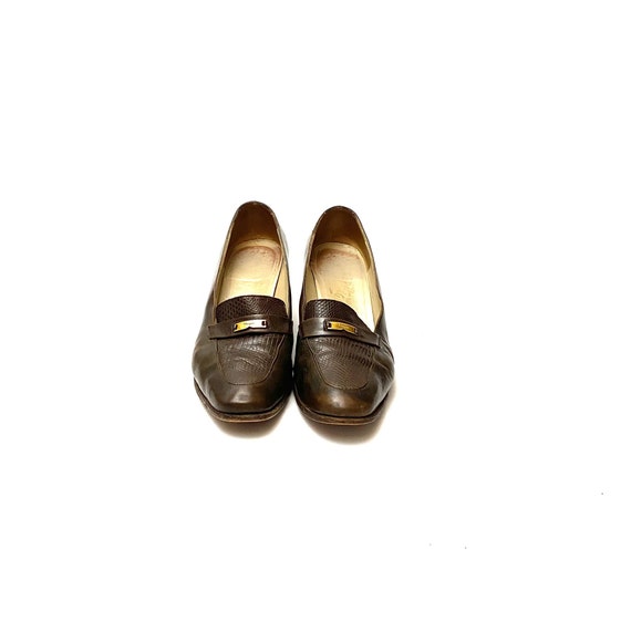 Vintage 1980s Ferragamo Heels // Brown Italian Le… - image 2