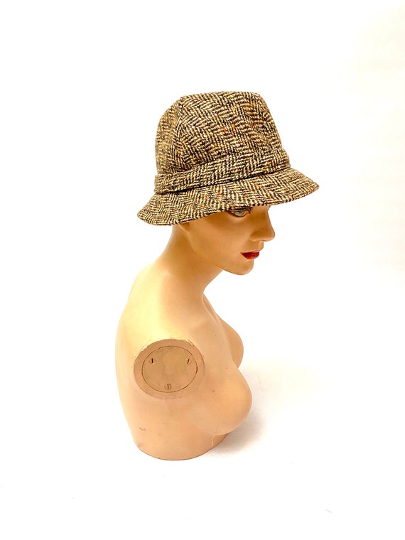 Vintage 1970s Unisex Halston Hat // Wool Tweed Be… - image 4