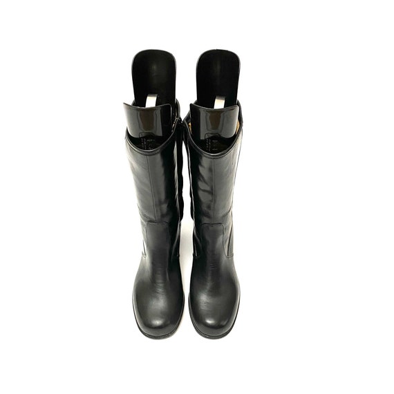 Vintage 1970s Rain Boots // Black Rubber Zip Up H… - image 9