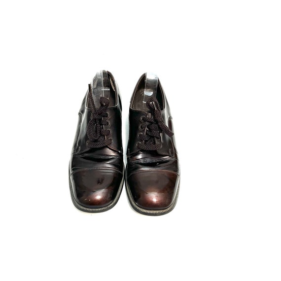 Vintage 1960s Mens Oxfords // Brown Patent Leathe… - image 3