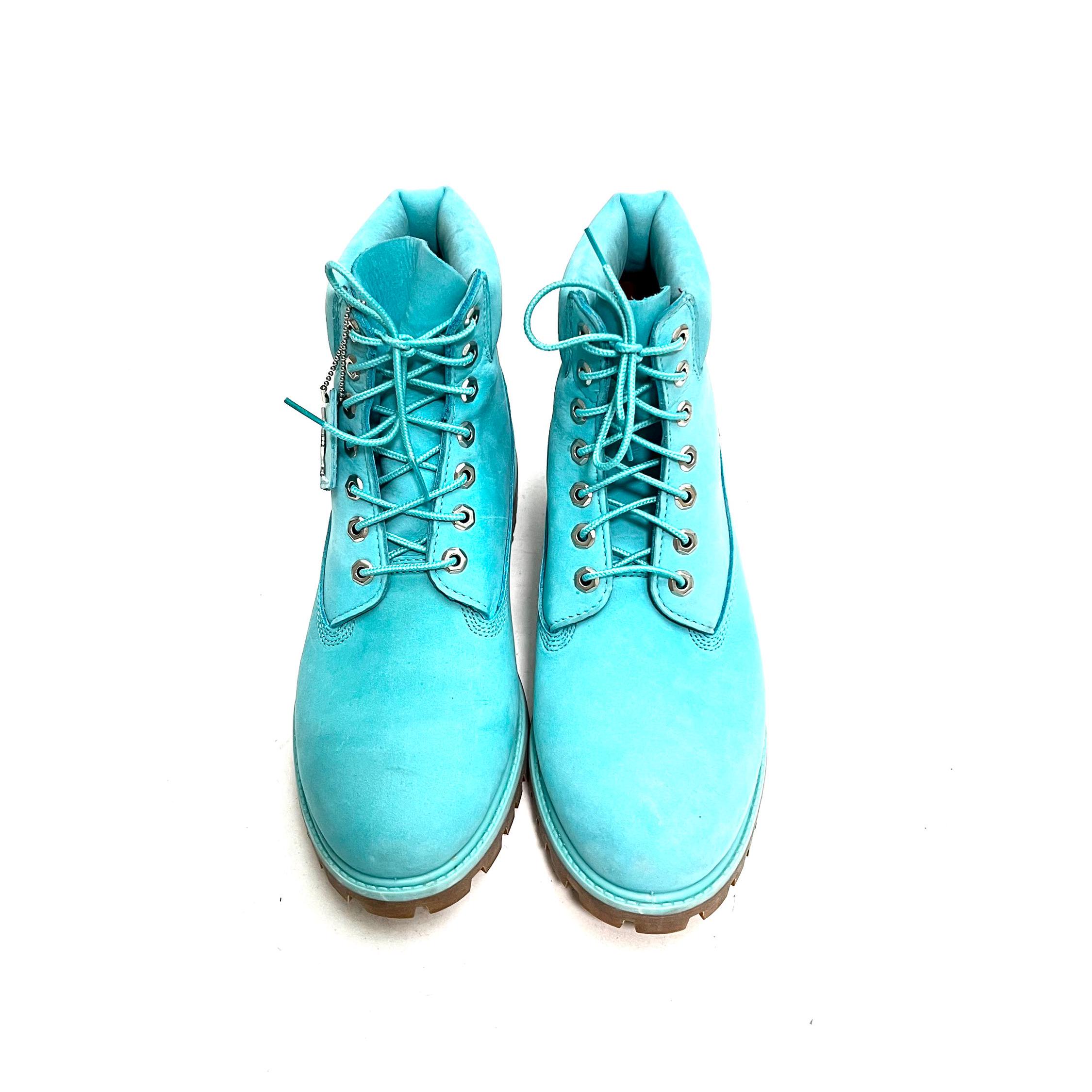 Vintage Y2K Waterproof Work Boots // Ice Blue Turquoise Nubuck
