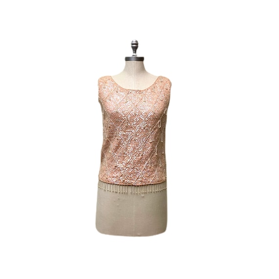 Vintage 1950s Pink Sequin Sweater // Sleeveless B… - image 2