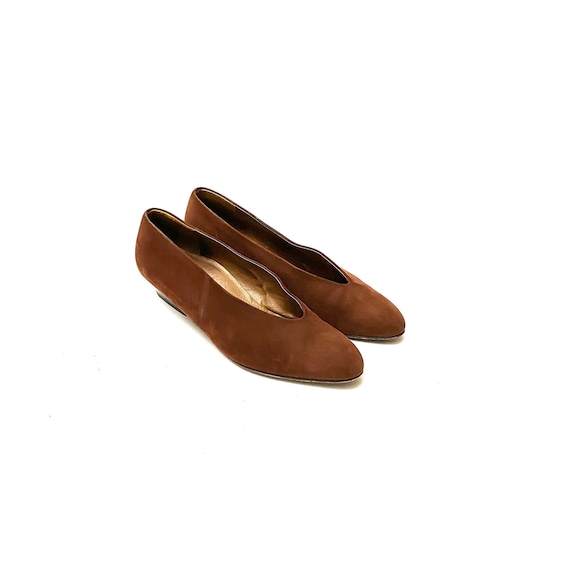 Vintage 1980s Suede Heels // Brown European Slip … - image 6