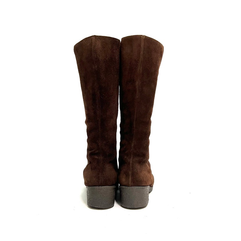 vintage années 1990 Shearling Lined Winter Boots // Brown Suede Knee High Zip Up Heeled Snow Boots par L.L. Bean Taille 9 // Fabriqué en Angleterre image 9