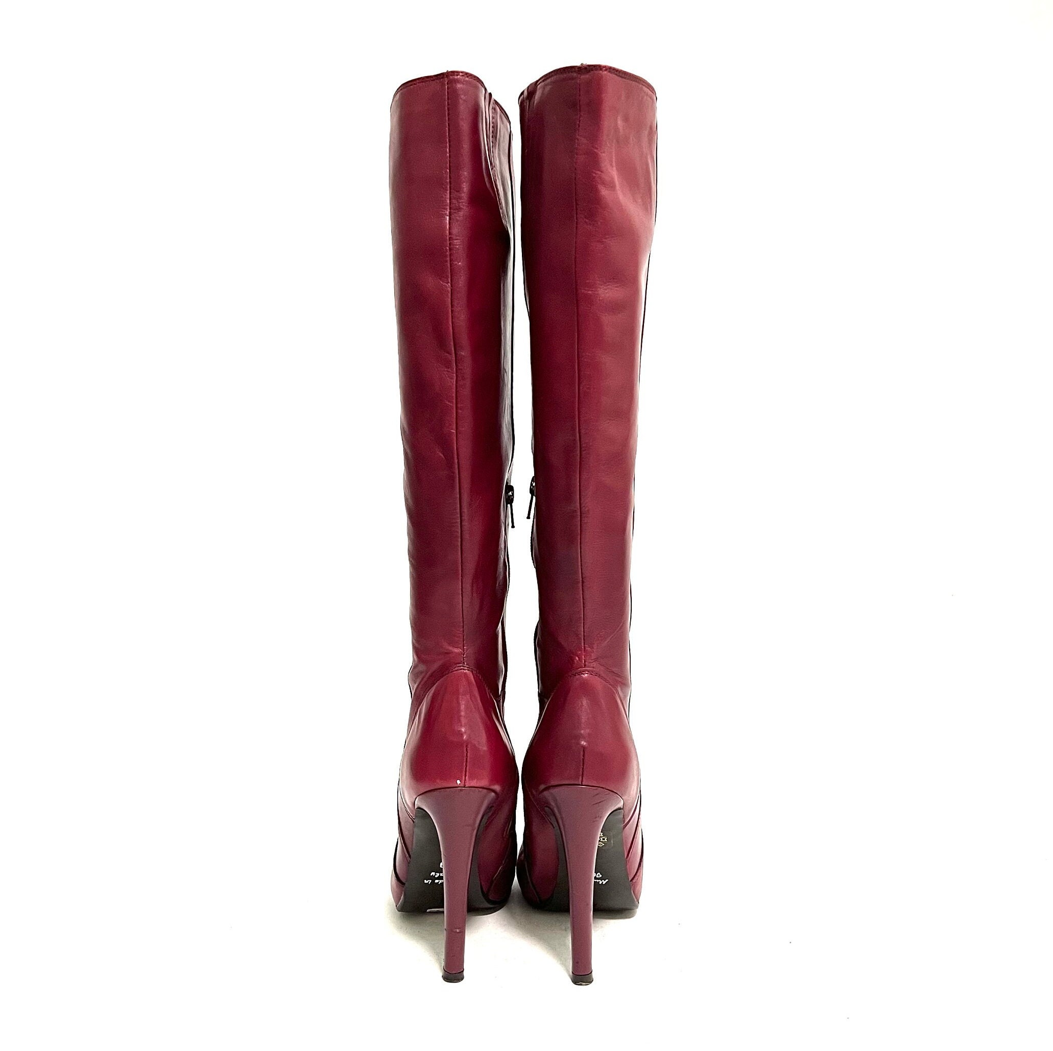 Vintage 1980s Knee High Stiletto Boots // Burgundy Leather Vintage 1980s Knee High Stiletto Boots // Burgundy Leather