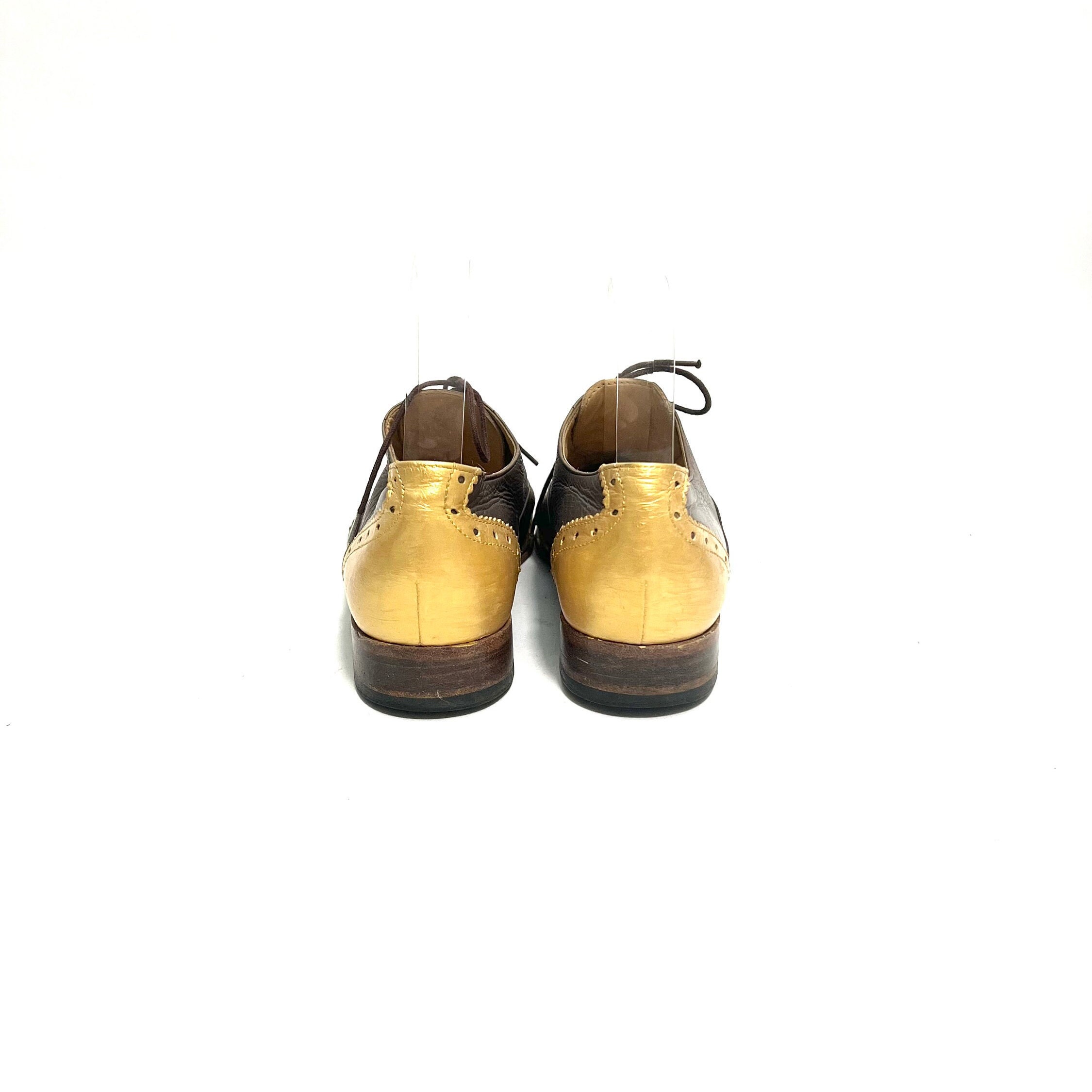 Vintage 1960s men’s brown leather gold brogue wingtip Oxford shoes In honor of @bedos_leatherworks redrafting of my Forest  main image 3