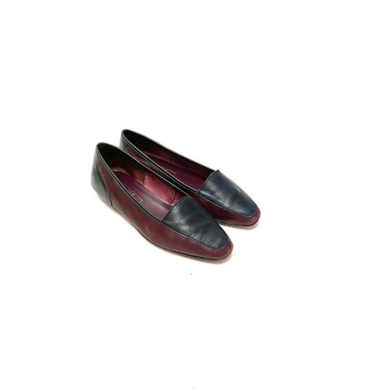 Vintage 1980s Leather Loafers // Maroon and Navy … - image 6