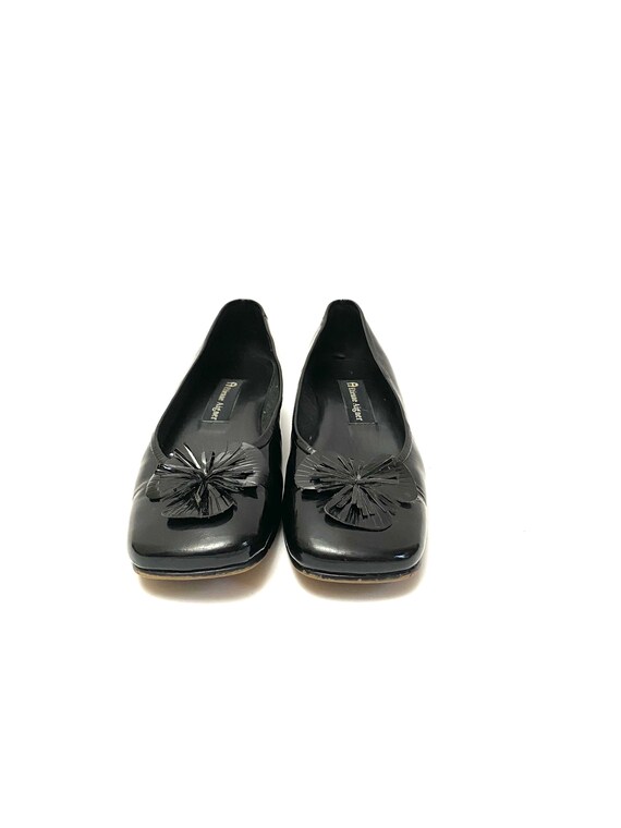 Vintage 1990s Patent Leather Slip Ons // Black Fl… - image 3