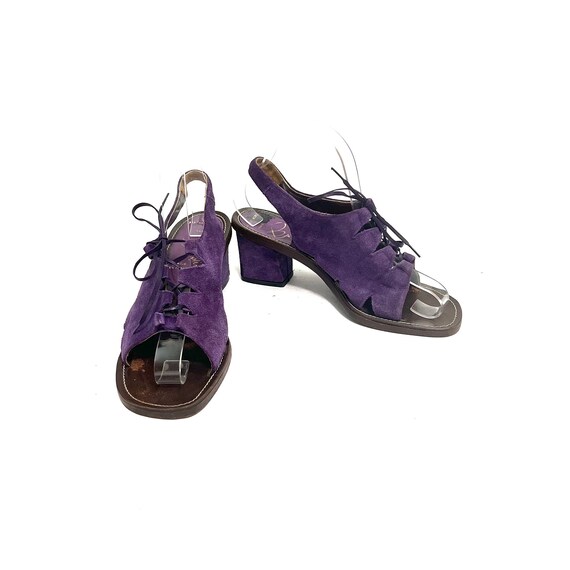 Vintage 1970s Lace Up Heels // Groovy Purple Sued… - image 4