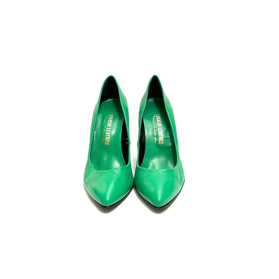 Vintage 1970s Stiletto Heels // Kelly Green Leath… - image 2