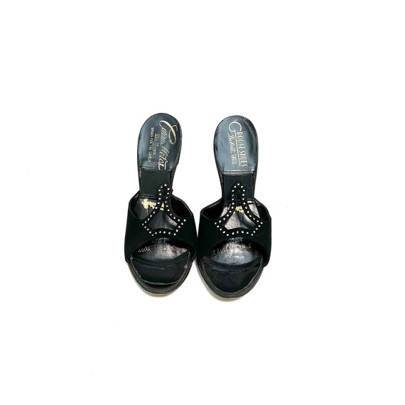 Vintage 1950s Springolators // Black Suede Rhines… - image 3