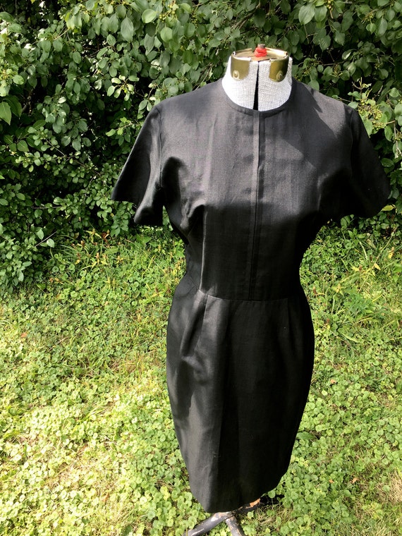 Little Black Sheath Dress // 1960s Secretary Dres… - image 3