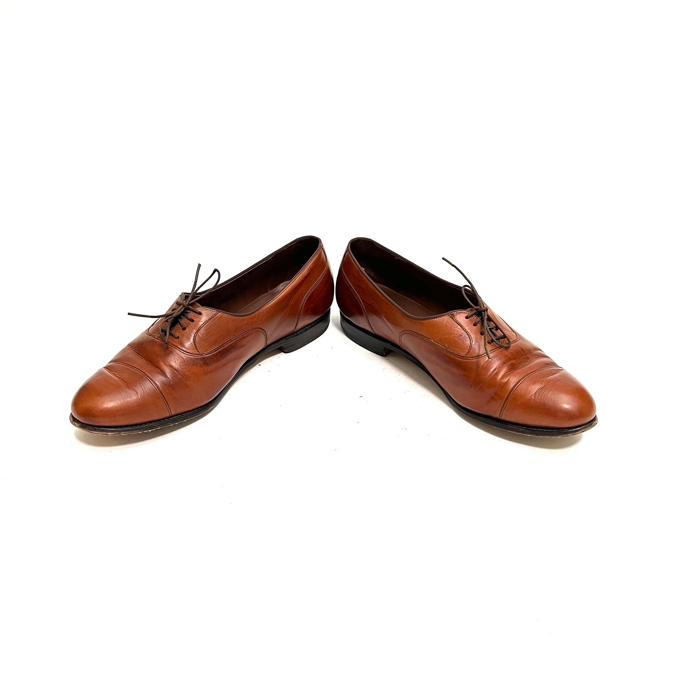 Vintage 1990s Mens Oxfords // Cognac Leather Lace up  display picture 1