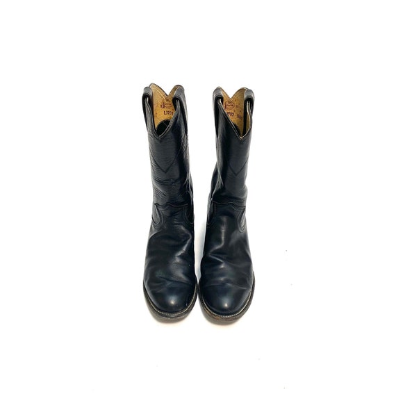 Vintage 1980s Black Leather Justin Boots // Mens … - image 9